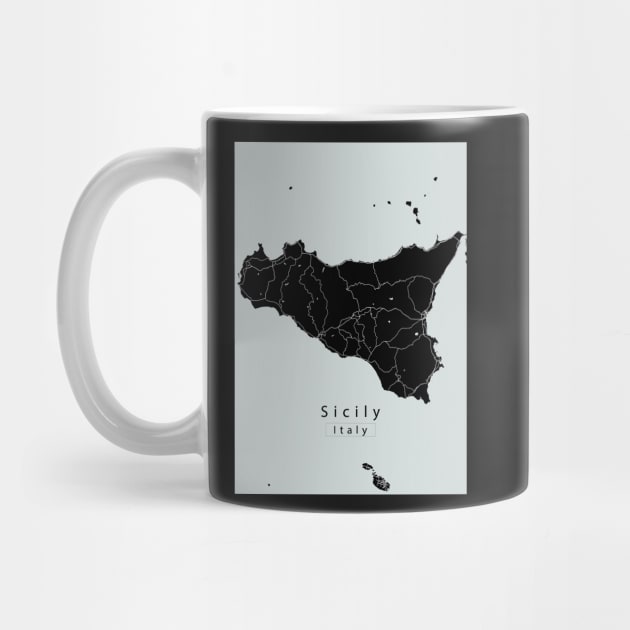 Sicily Italy Island Map dark by Robin-Niemczyk